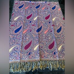 Jacquard paisley pashmina shawl or scarf Maroon Blue Classy Pashmina Silk